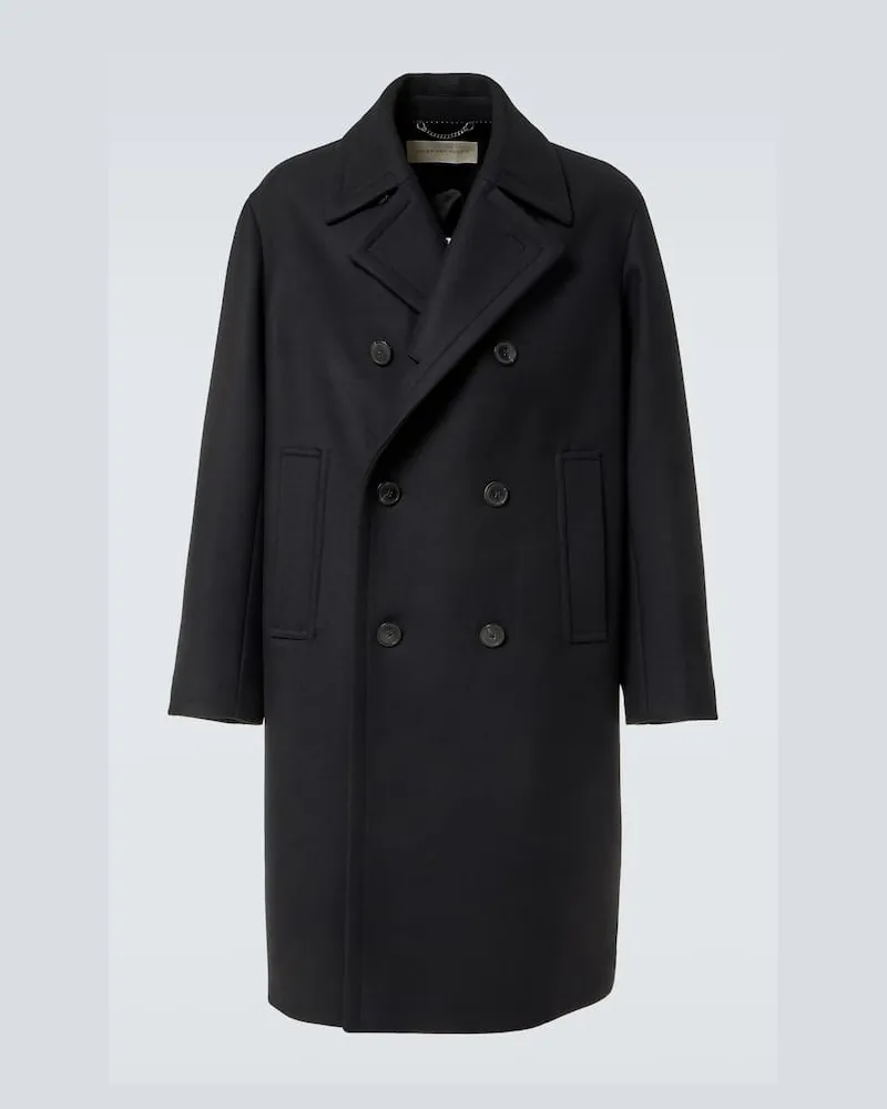 Dries van Noten Cappotto doppiopetto in misto lana Nero