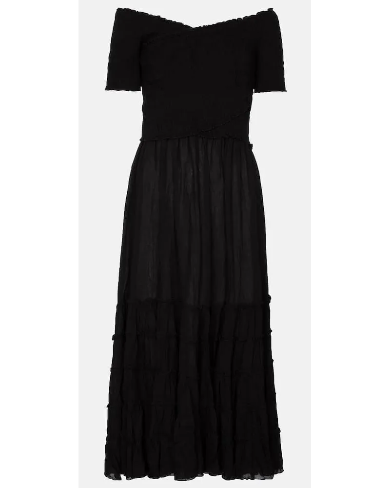 Poupette St Barth Abito off-the-shoulder Soledad Nero