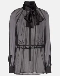 Dolce & Gabbana Blusa in chiffon di seta con fiocco Nero