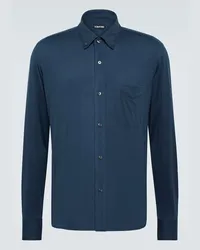 Tom Ford Camicia in cotone e seta Blu