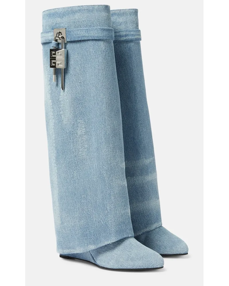 Givenchy Stivali Shark Lock in denim Blu