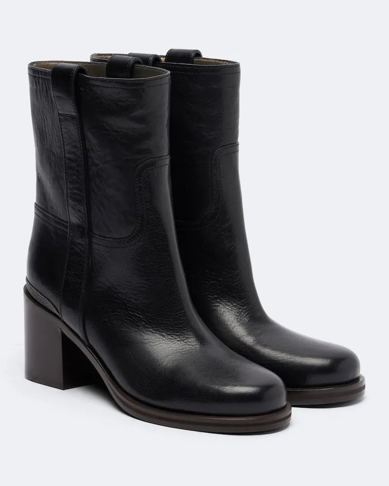Brunello Cucinelli Stivaletti Monili in pelle Nero