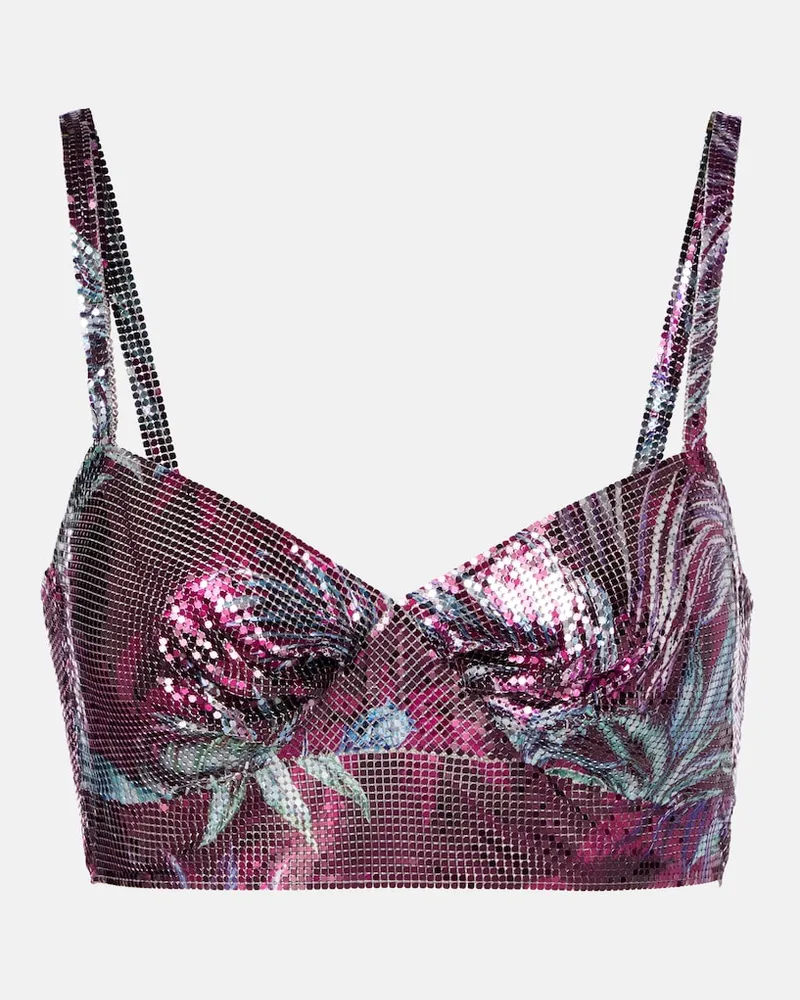 Paco Rabanne Top cropped in maglia metallica Multicolore