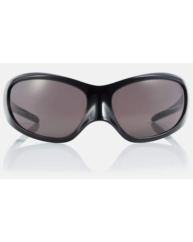 Balenciaga Occhiali da sole ovali Skin Nero
