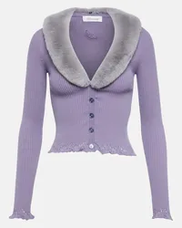 Blumarine Cardigan con pelliccia sintetica Viola