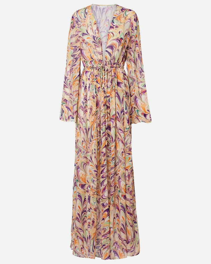 Alexandra Miro Caftano Chloe in georgette con stampa Multicolore