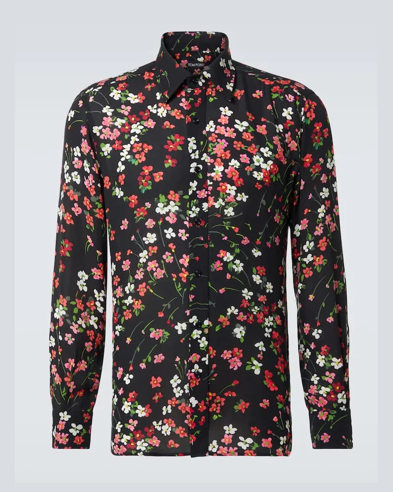 Tom Ford Camicia in seta con stampa Nero