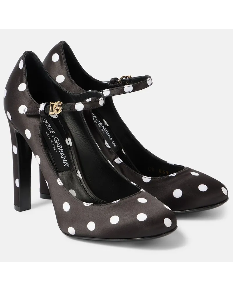 Dolce & Gabbana Pumps Mary Jane Sharon in raso a pois Nero