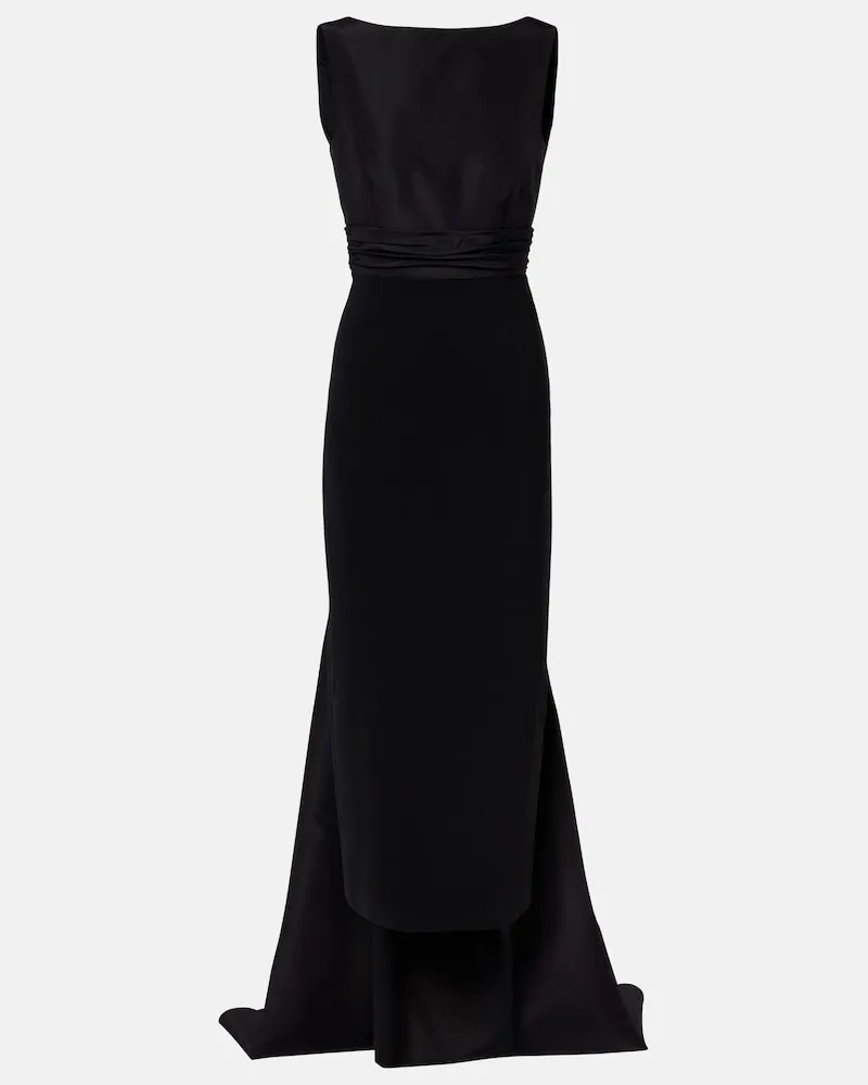 Carolina Herrera New York Abito lungo in faille con satin e fiocco Nero