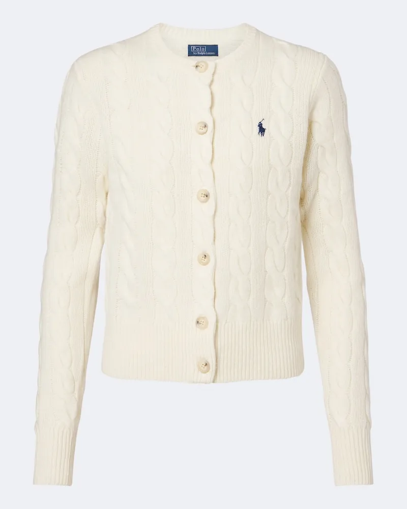 Ralph Lauren Cardigan in lana e cashmere a trecce Bianco