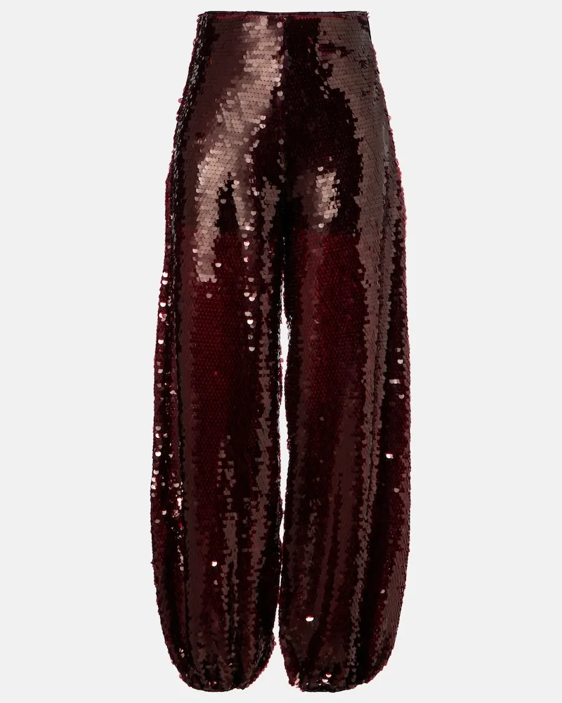 Adriana Degreas Pantaloni balloon con paillettes Rosso