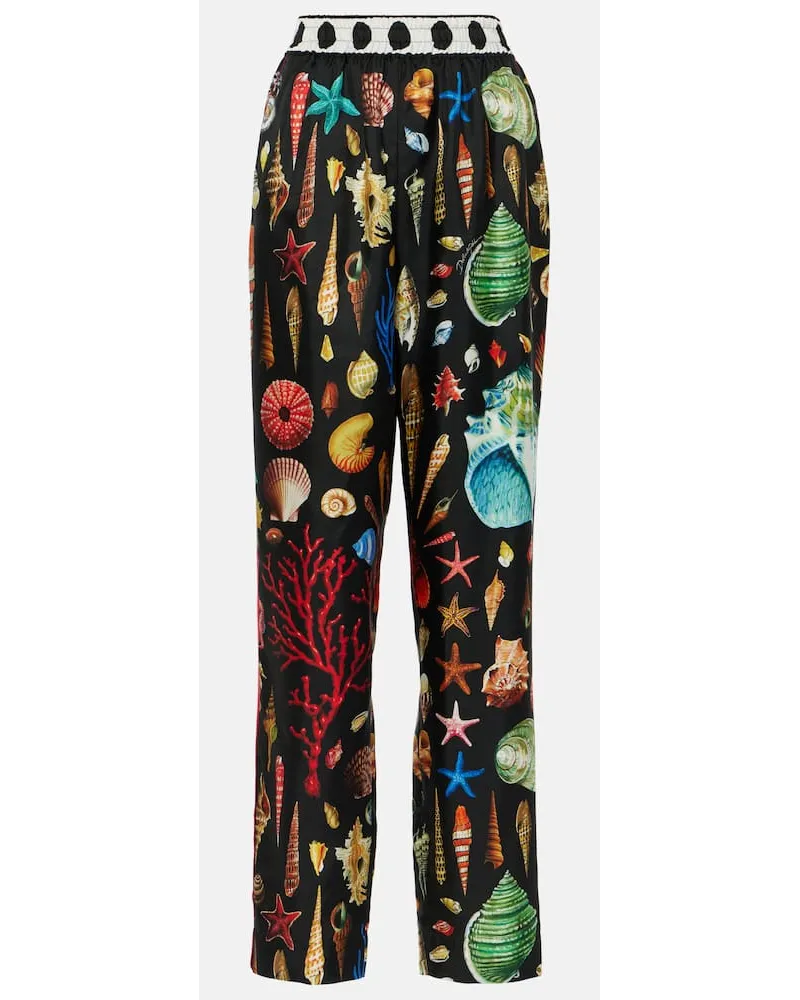 Dolce & Gabbana Pantaloni Capri in raso di seta Nero