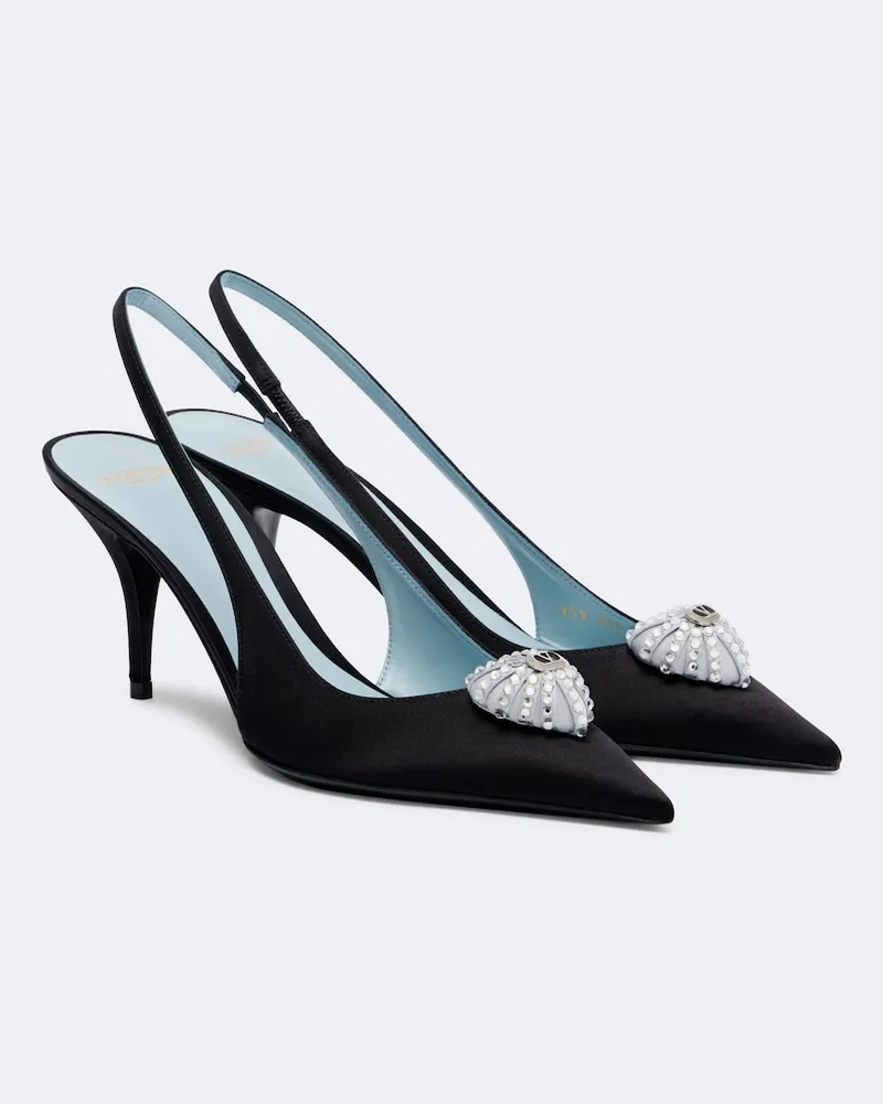Valentino Garavani Pumps slingback Cœur Royal in velluto Nero