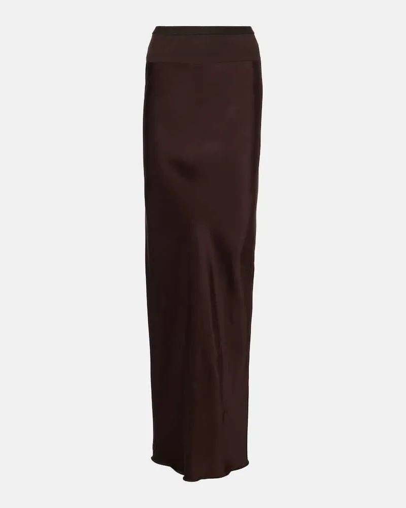 Rick Owens Gonna lunga in raso Marrone