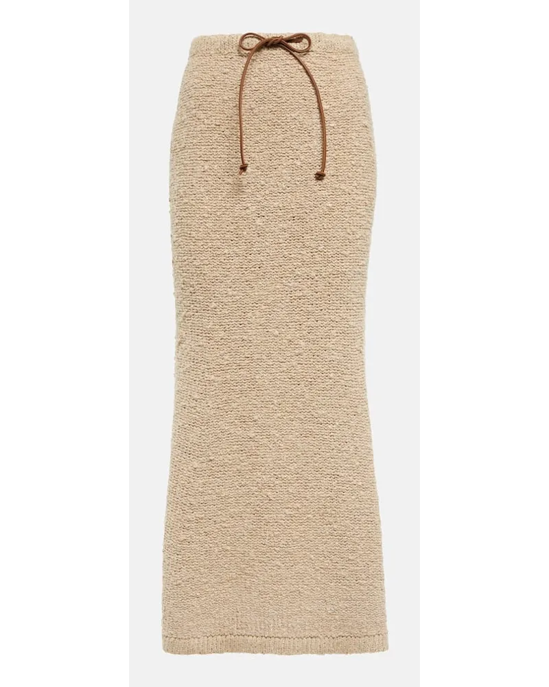 Prada Gonna midi in seta a vita alta Beige