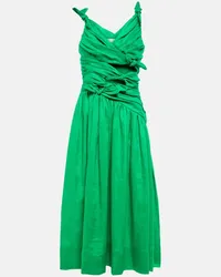 Zimmermann Abito midi Tiggy in lino con ruches Verde