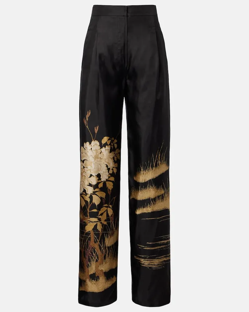 Max Mara Pantaloni Mappa in seta a vita alta Nero