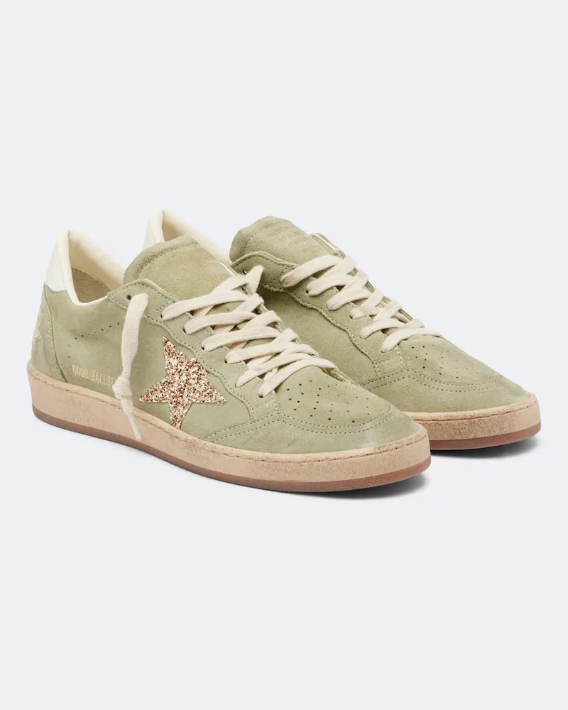 Golden Goose Sneakers Ball Star in suede con glitter Verde