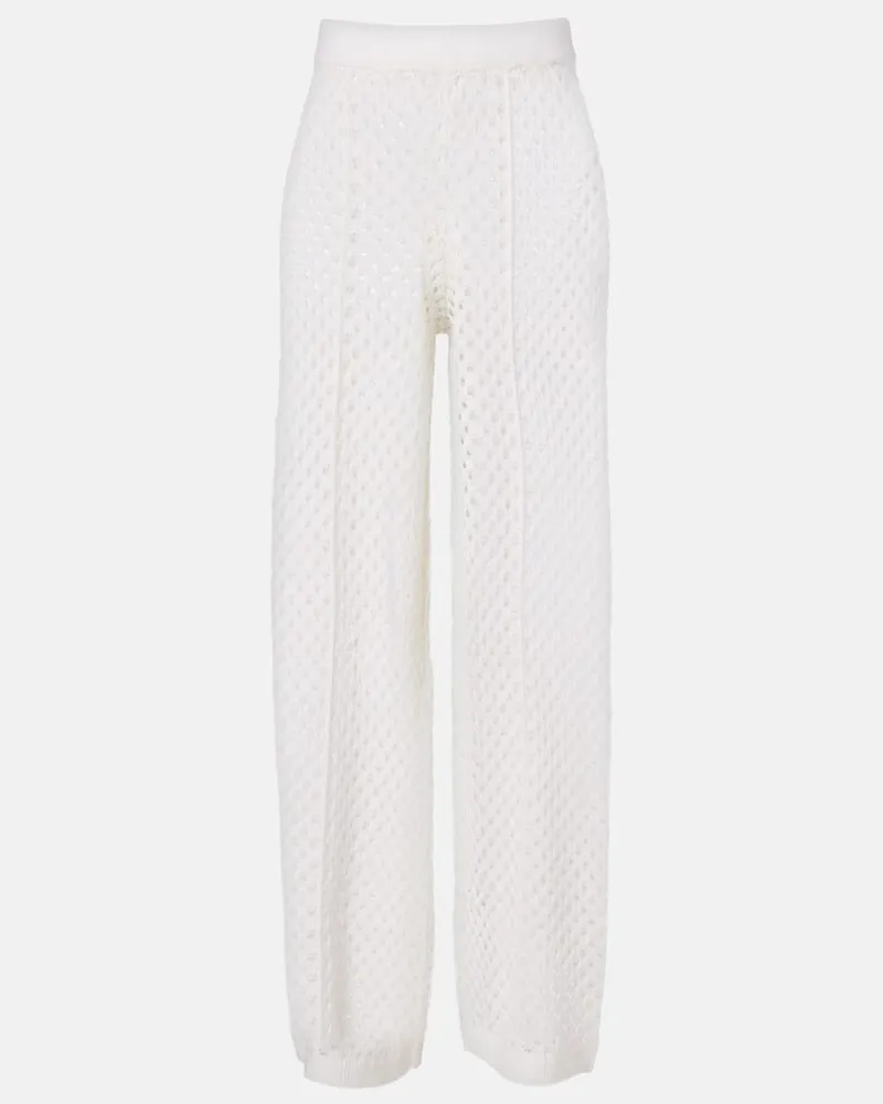 Jardin des Orangers Pantaloni a gamba larga in lana e cashmere Bianco
