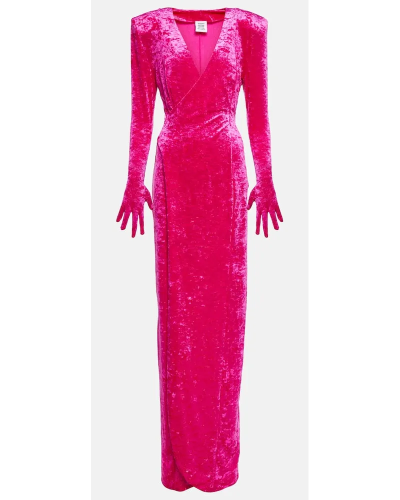 VETEMENTS Abito lungo Diva in velluto con guanti Rosa