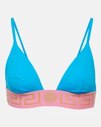 Versace Top bikini con Greca Blu