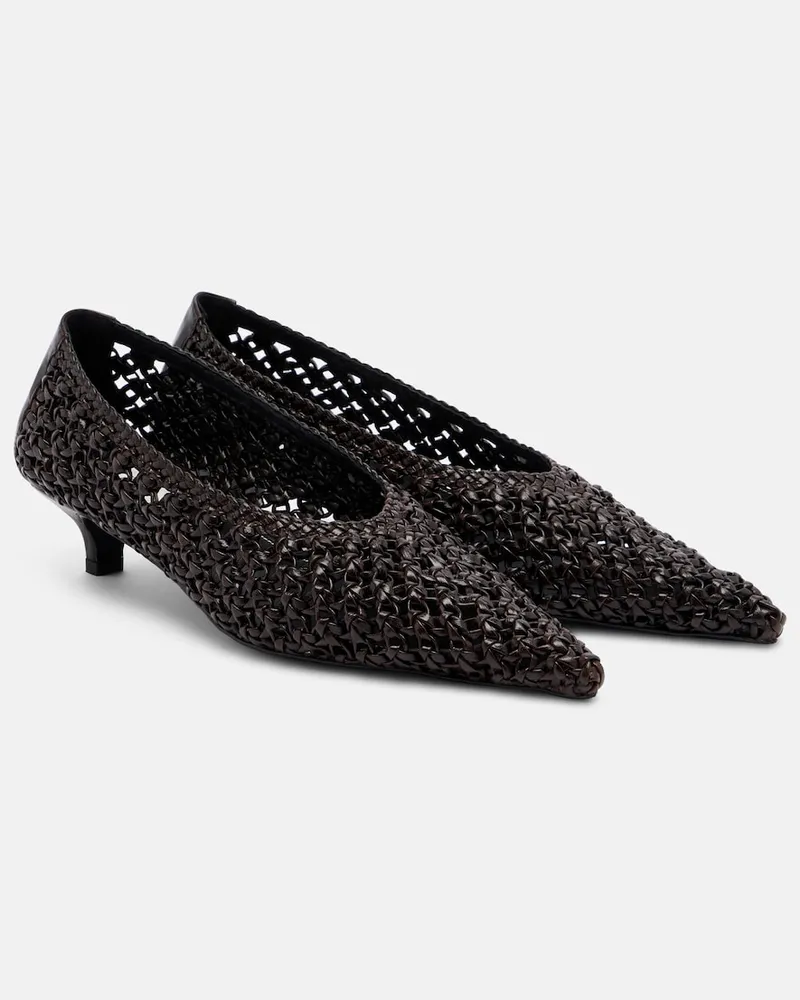 Totême Pumps Sharp in pelle intrecciata Marrone