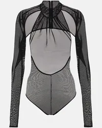 David Koma Body in mesh con cut-out Nero