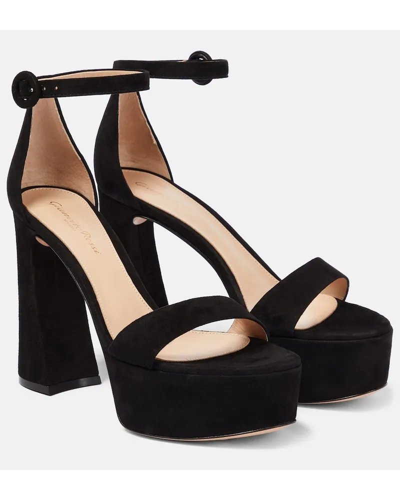 Gianvito Rossi Sandali in suede con plateau Nero