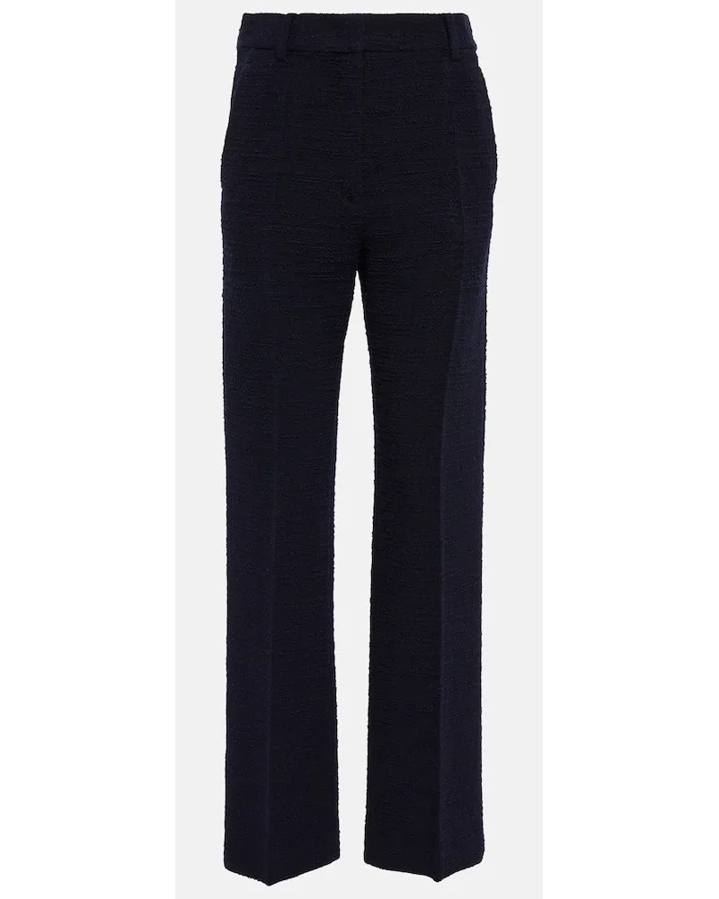 Valentino Garavani Pantaloni regular in tweed di misto lana Blu