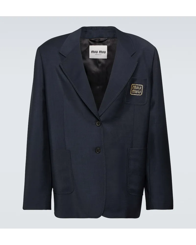 Miu Miu Blazer in lana e mohair Blu
