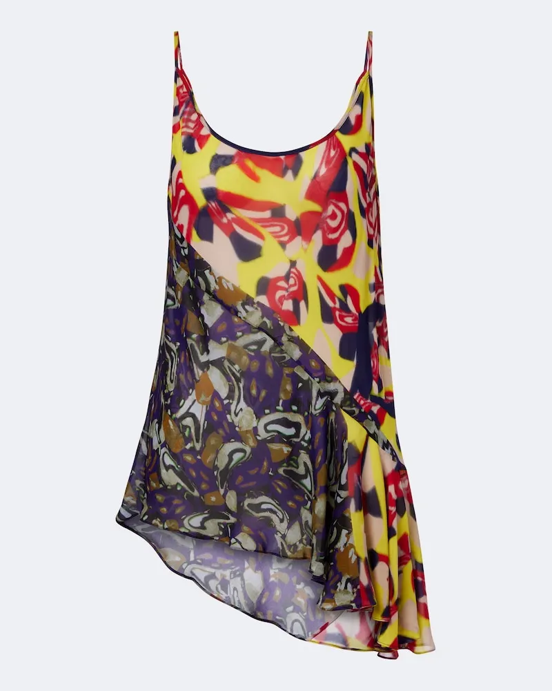 Dries van Noten Top Crisanna asimmetrico con stampa Viola