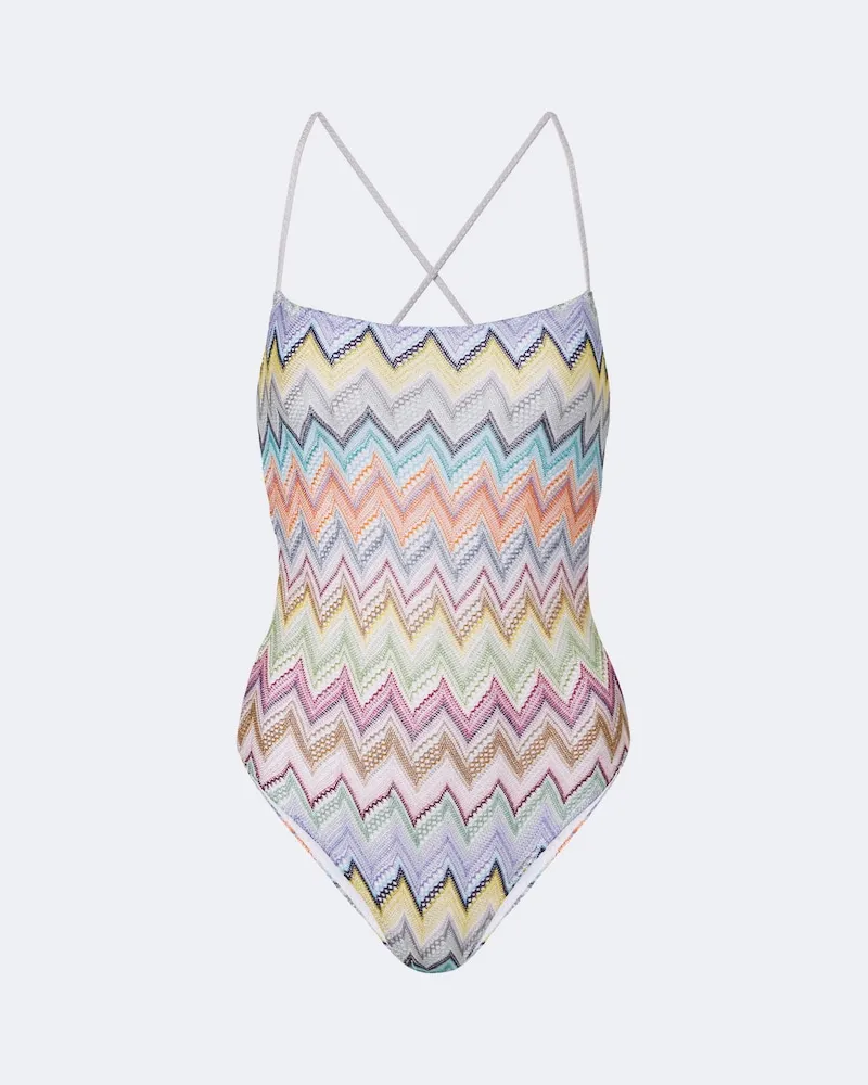 Missoni Costume intero in lamé a zig zag Multicolore