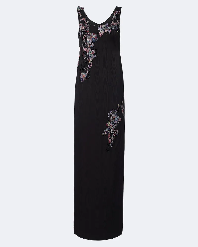 Dries van Noten Abito lungo Debant con applicazioni Nero