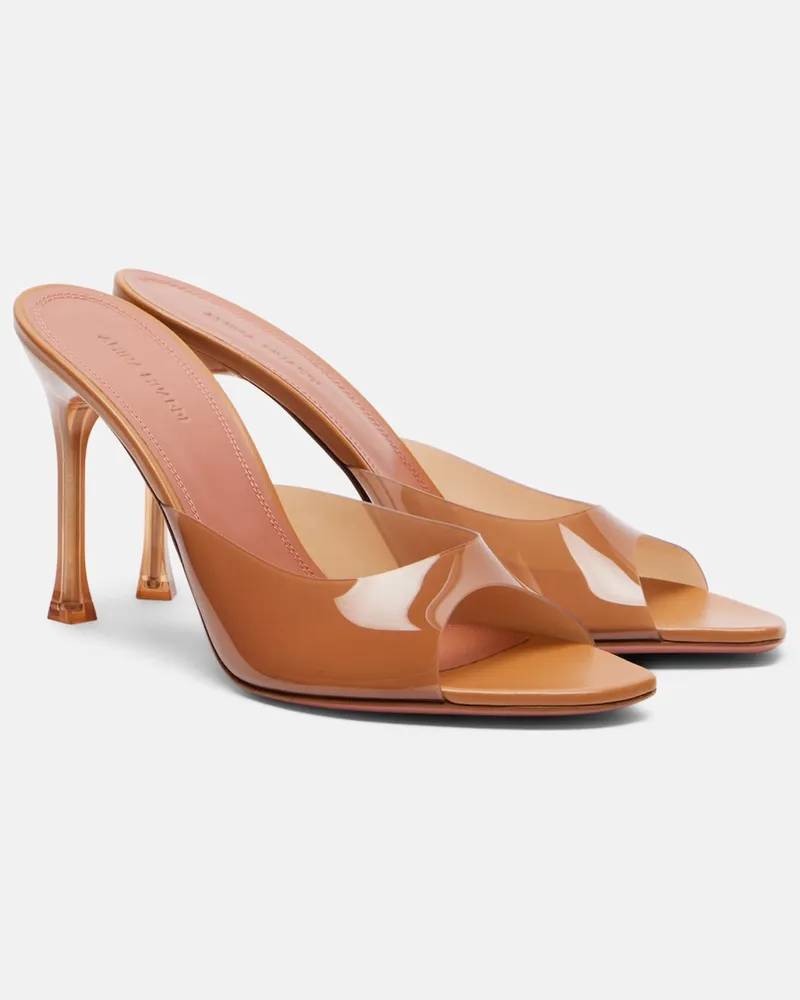 Amina Muaddi Mules Alexa in PVC Marrone