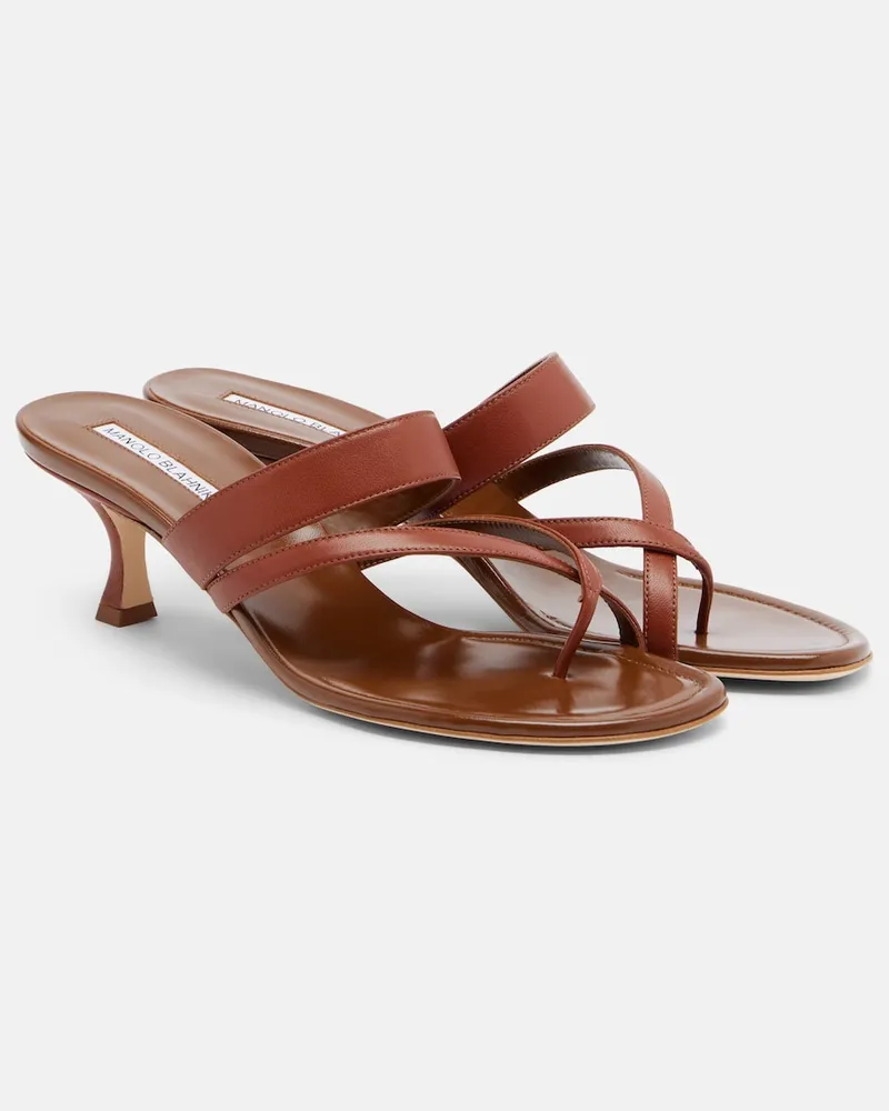 Manolo Blahnik Sandali infradito Susa in pelle Marrone
