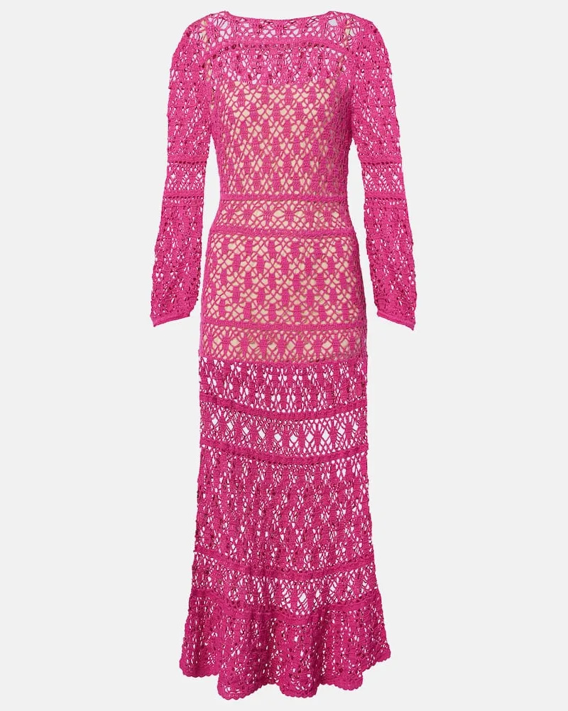 Anna Kosturova Abito lungo Jennifer in crochet Rosa