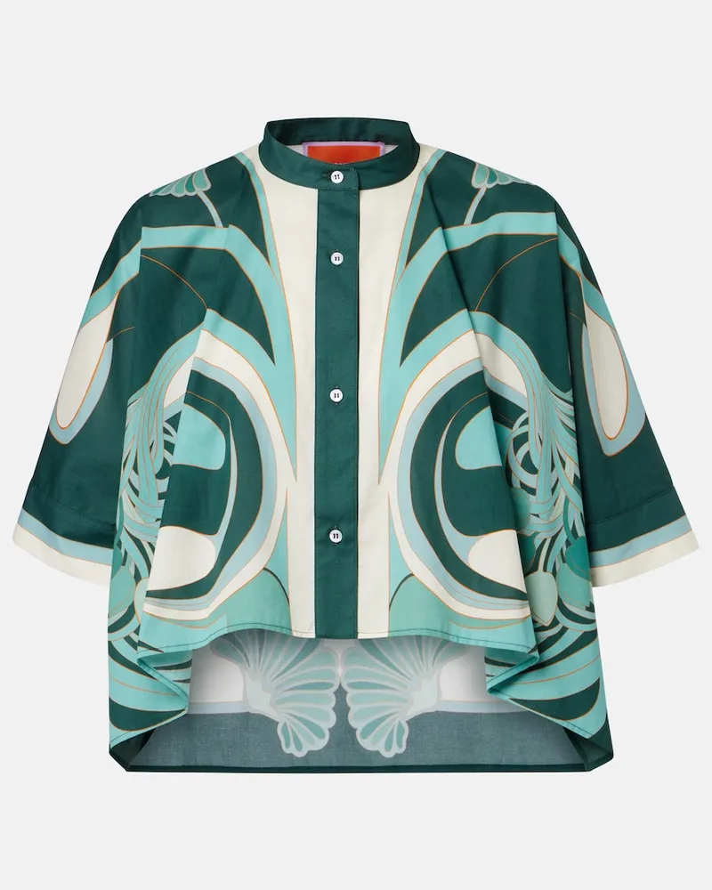 La DoubleJ Camicia cropped in mussola di cotone Verde