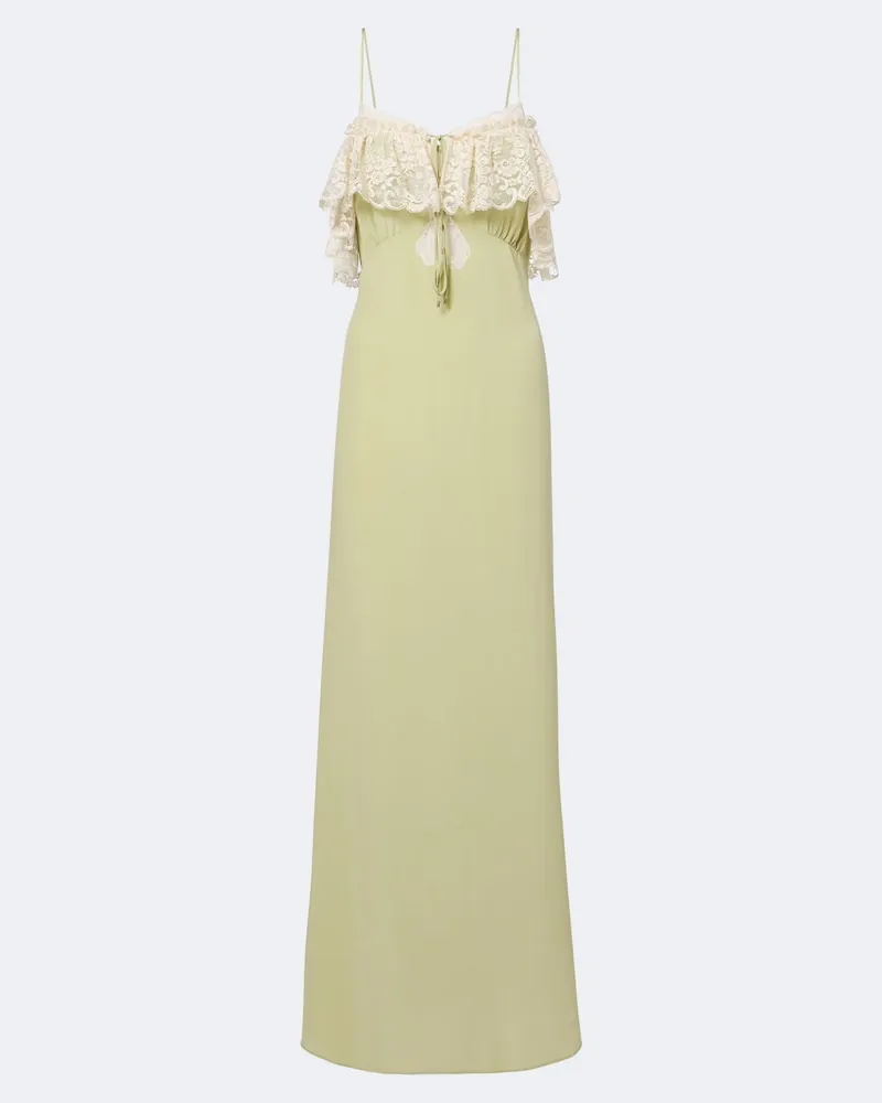 Chloé Chloé Abito lungo in crêpe de chine di seta Verde