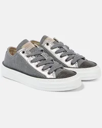 Brunello Cucinelli Sneakers in canvas con pelle Grigio