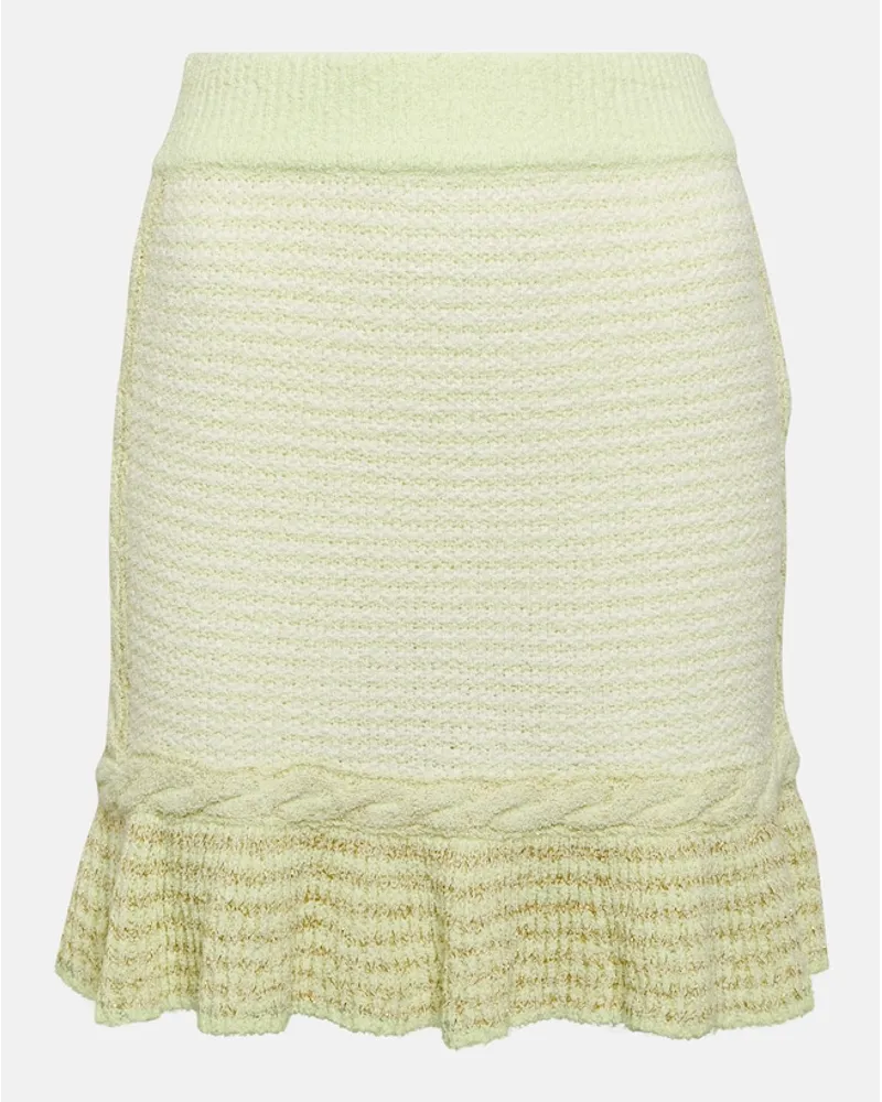 LoveShackFancy Minigonna Heiress in tweed a vita alta Verde