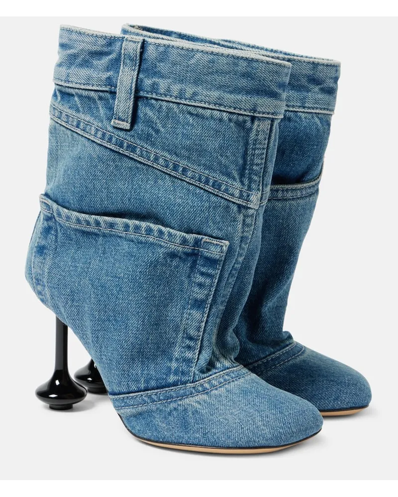 Loewe Stivaletti Toy Panta 90 in denim Blu