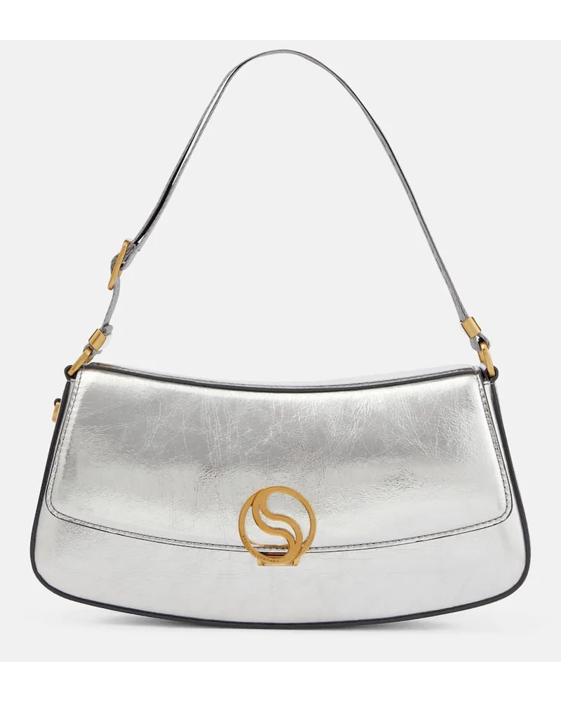 Stella McCartney Borsa a spalla S-Wave metallizzata Argento