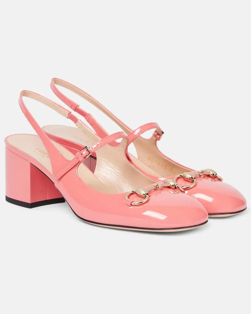 Gucci Pumps slingback Horsebit in vernice Rosa