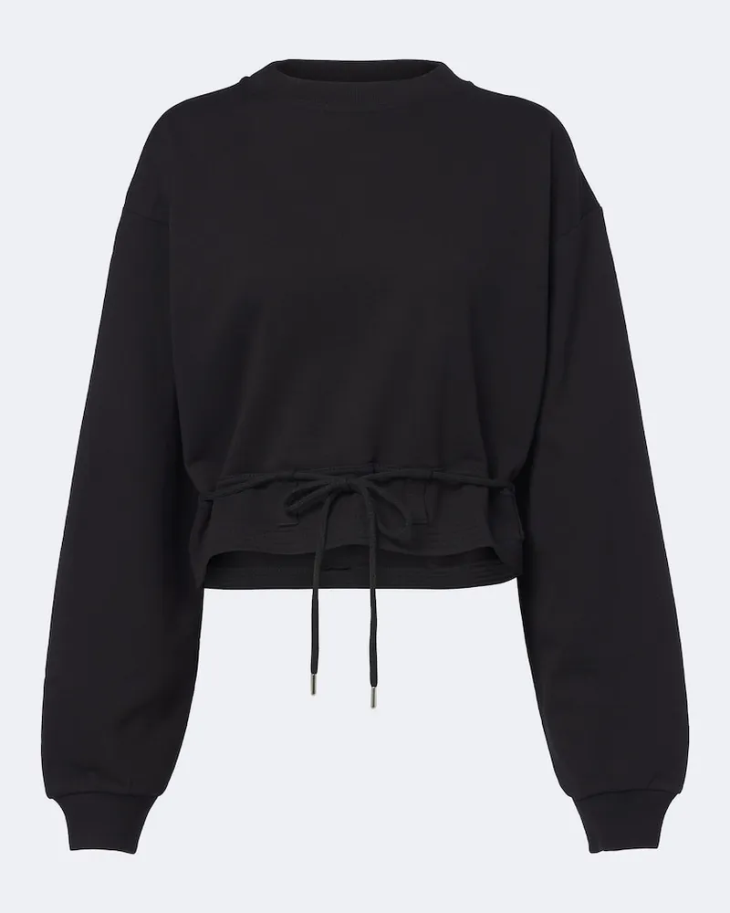 Dries van Noten Felpa cropped in jersey di cotone Nero