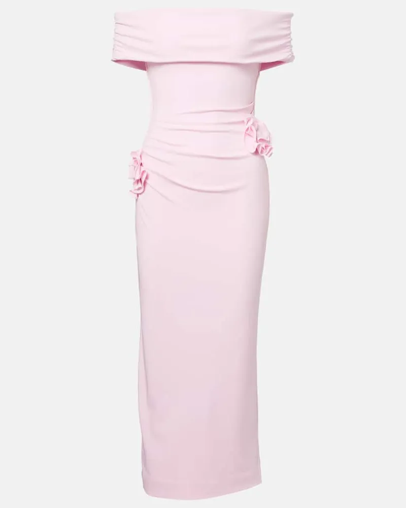 Roland Mouret Abito midi in jersey con applicazione Rosa