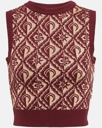 Marine Serre Gilet in misto lana jacquard Marrone