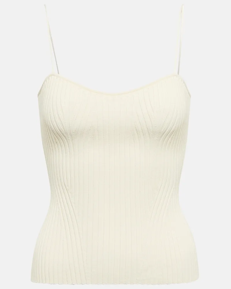 KHAITE Top Ziggy a coste Bianco