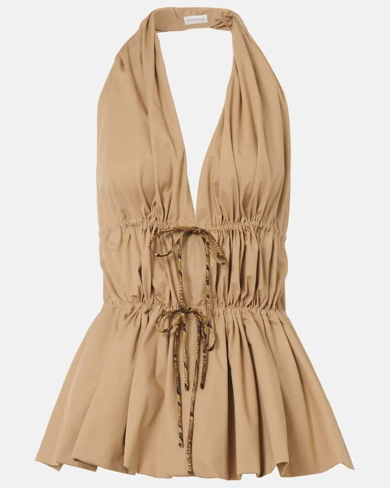 Dries van Noten Top in popeline di cotone Beige