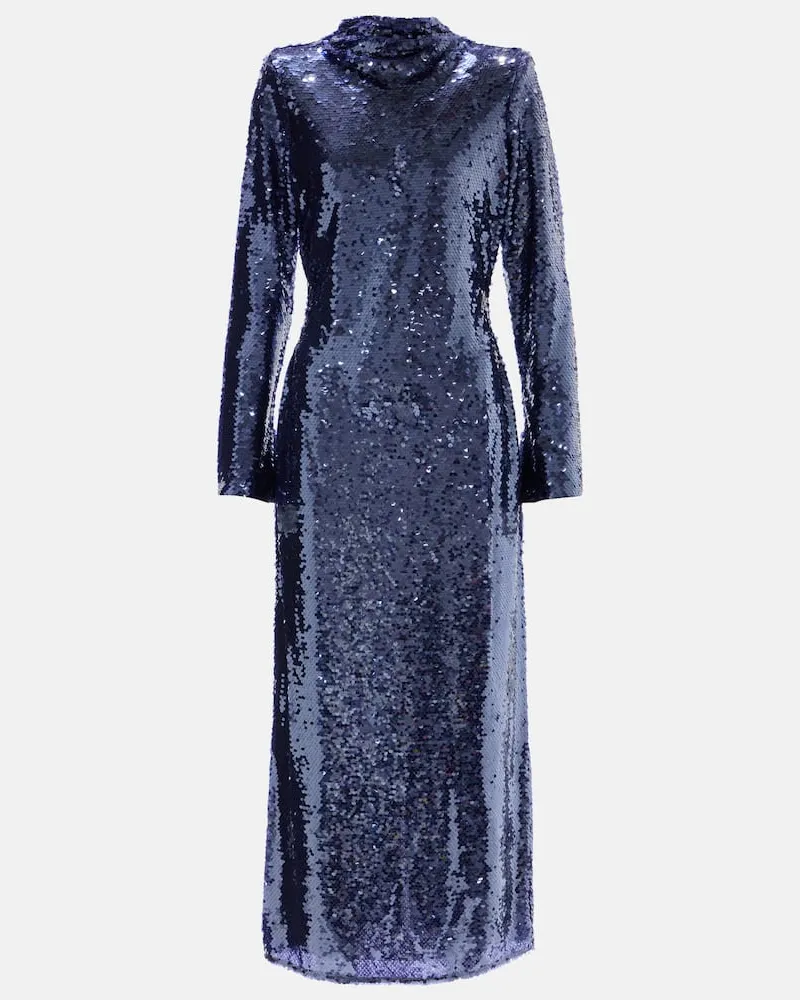 Self-Portrait Abito midi con paillettes Blu