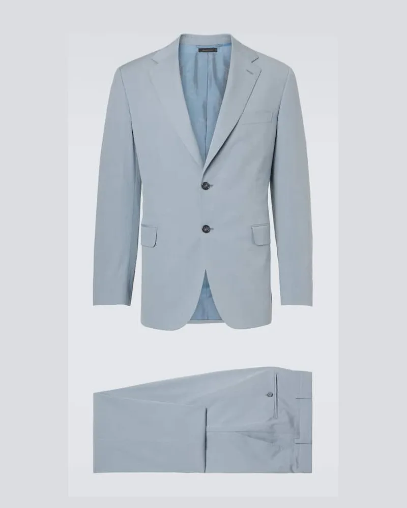 Brioni Abito Trevi in misto cotone e seta Blu